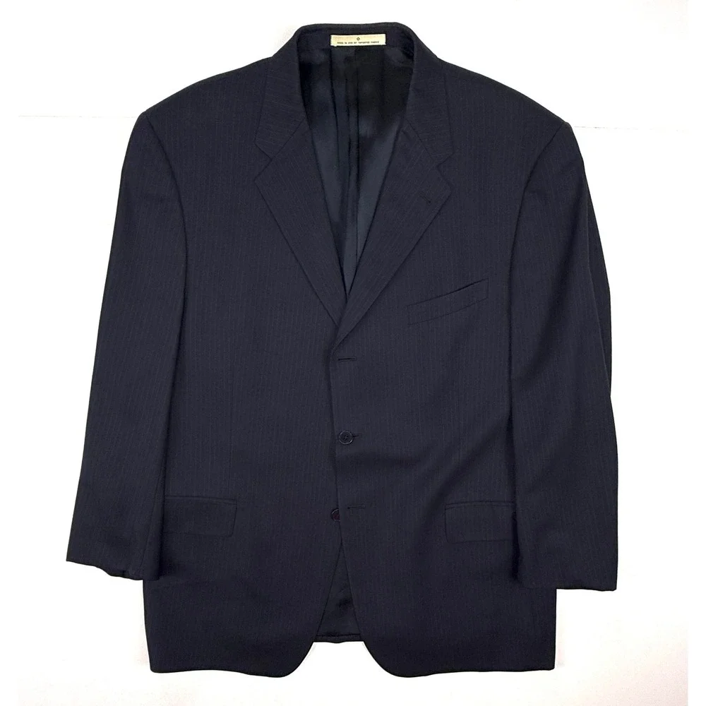 Joseph Abboud Mens 44R Navy Pinstripe Sports Coat Vintage Wool Jacket #1795